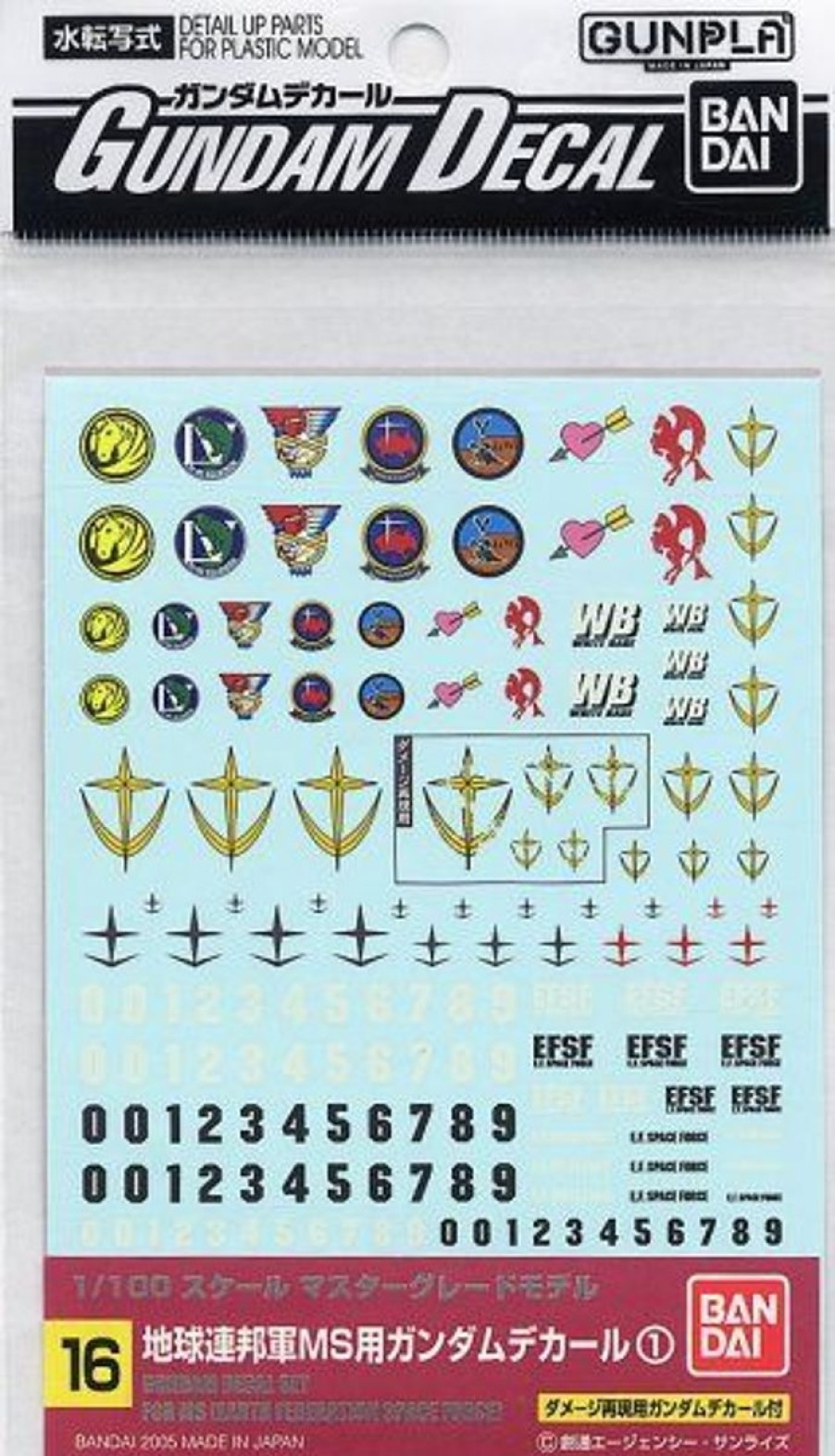 Hobby Bandai | Gundam Decal 16 Mg Multiuse - Federation